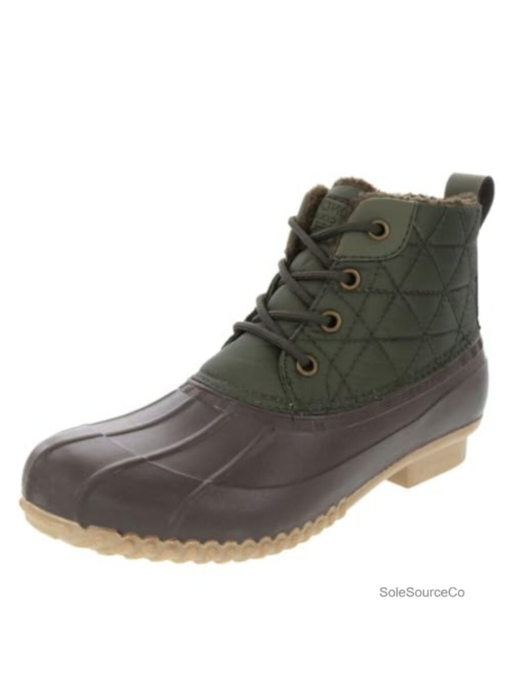 Nylon Quilted Mid-Calf Lace-Up Rain Boots Water Resistant Winter Boot